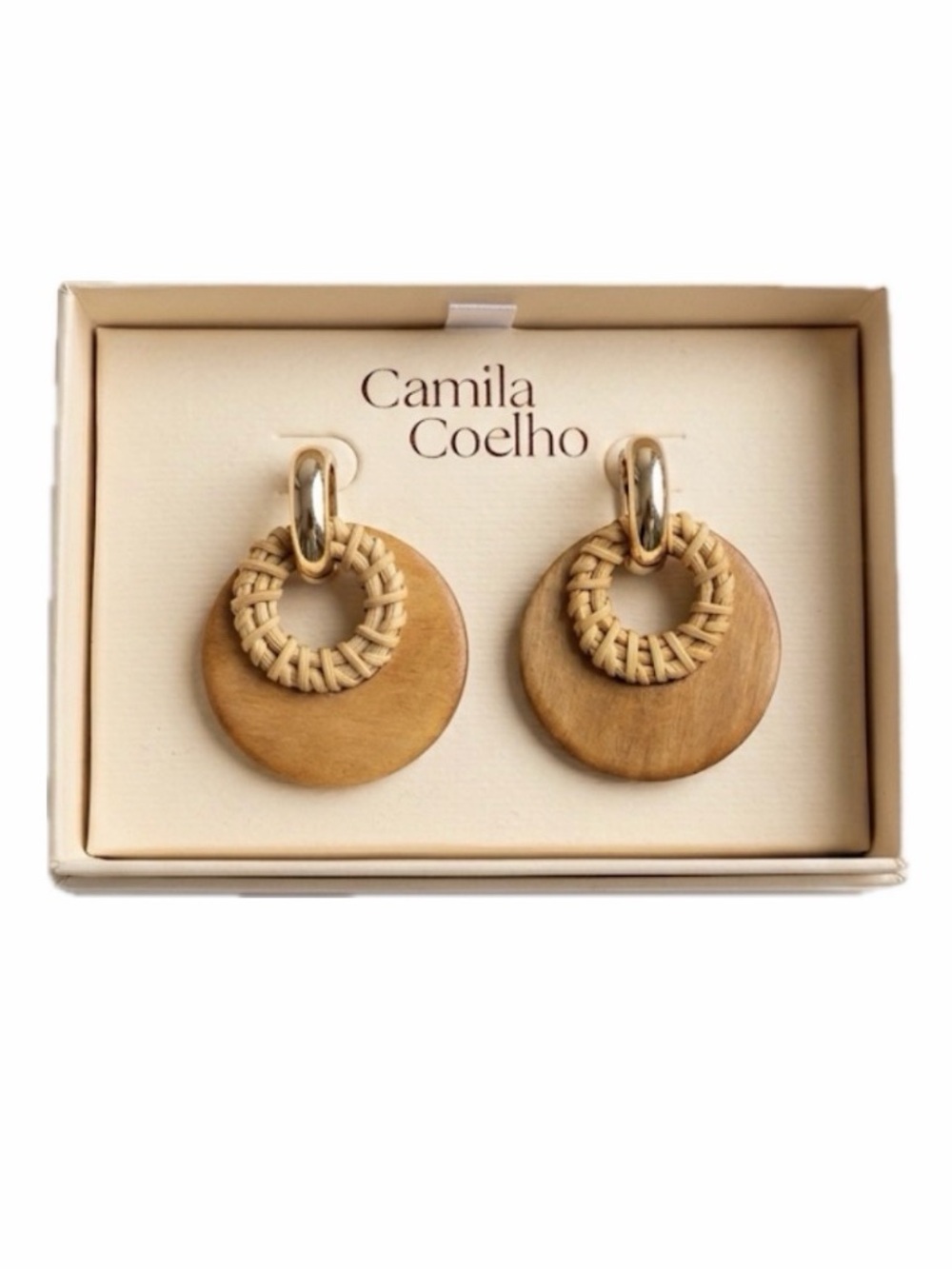 NWT ⚜️🤎⚜️ CAMILA COELHO Statement Wooden Hoop Earrings
